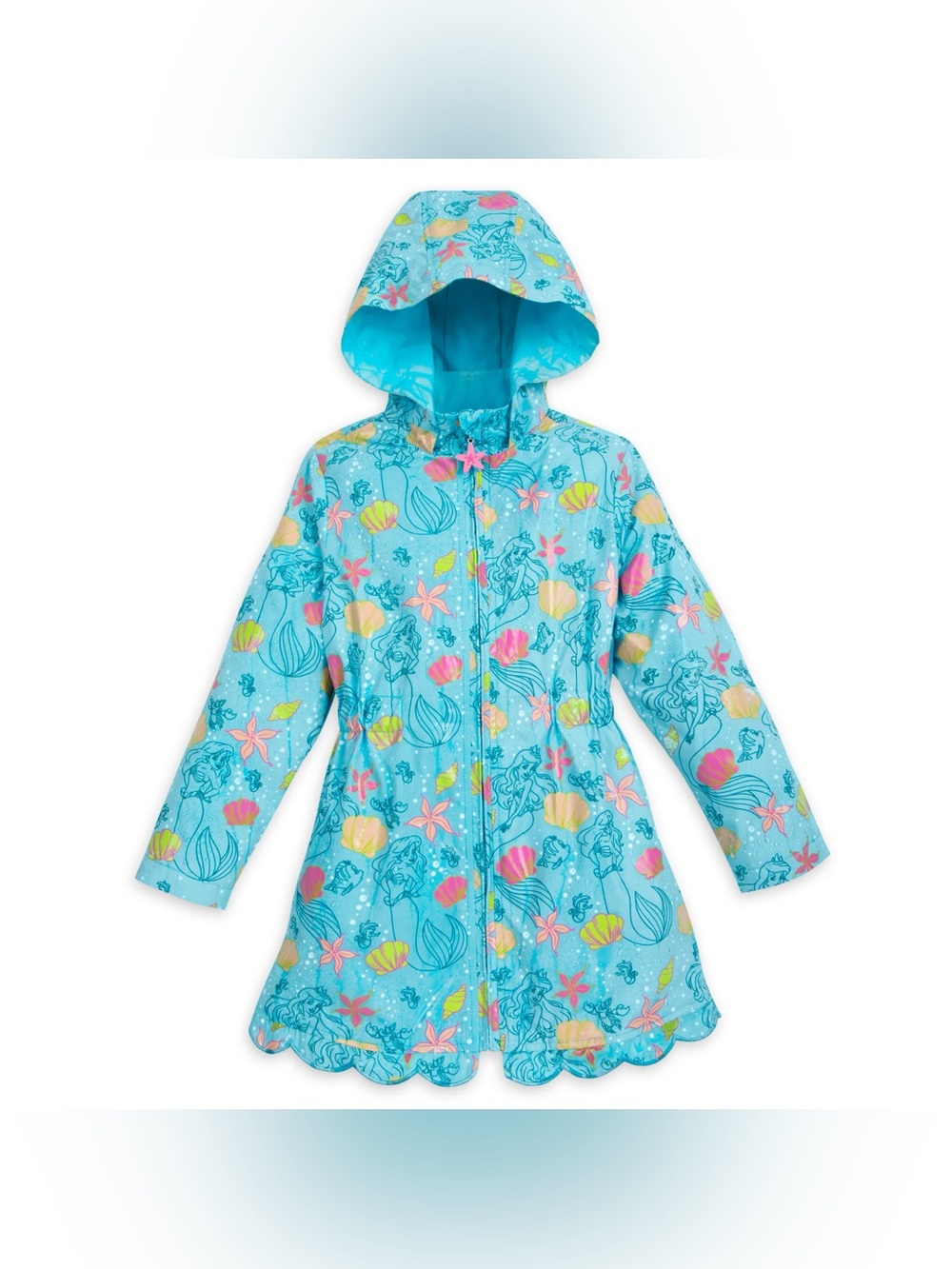 Disney Store Little Mermaid Ariel Rain Jacket Ocean Sea Shells Youth 4 Starfish